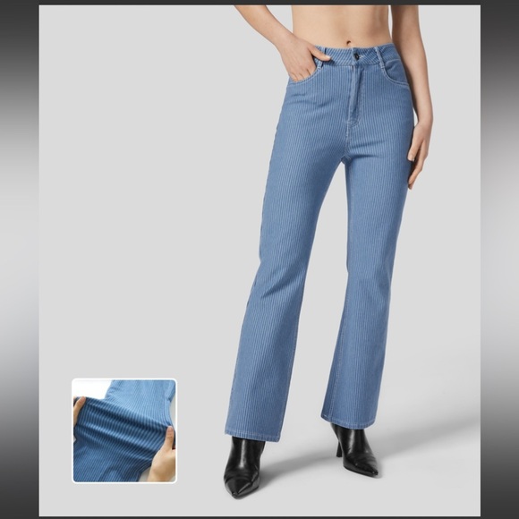 HALARA Denim - Halara Flex Mid Rise Striped Washed Stretchy Casual Bootcut Jeans​